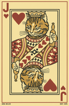 Load image into Gallery viewer, Drunk Cat Series Print - Jack of Hearts - By Arna Miller and Ravi Zupa