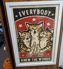 Load image into Gallery viewer, Drunk Cat Series Print - Everybody Knew The Words - By Arna Miller and Ravi Zupa