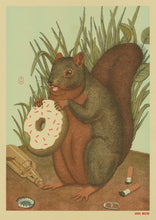 Load image into Gallery viewer, Squirrel Donut - Print By Arna Miller
