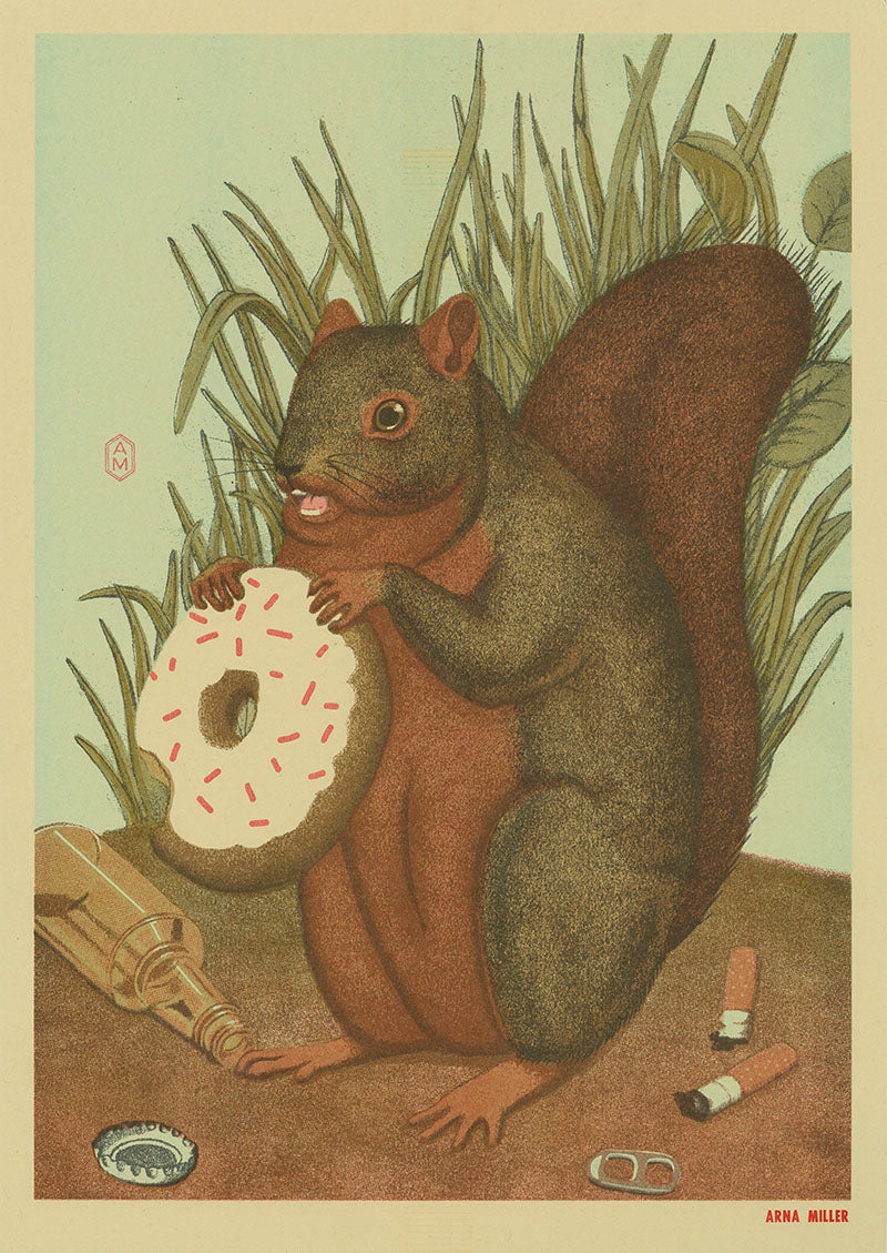 Squirrel Donut - Print By Arna Miller