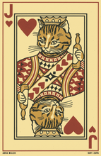 Load image into Gallery viewer, Drunk Cat Series Print - Jack of Hearts - By Arna Miller and Ravi Zupa

