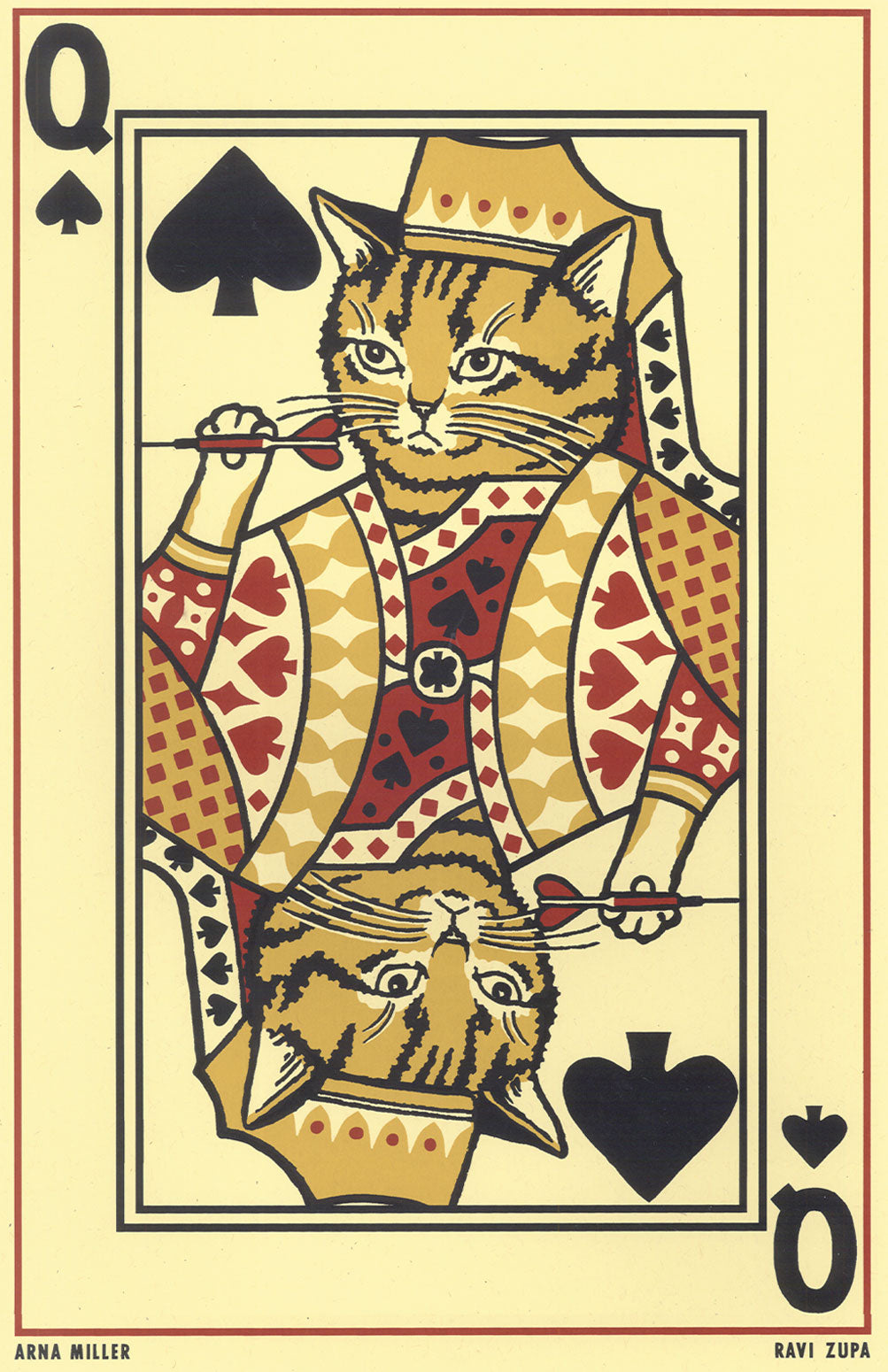 Drunk Cat Series Print - Queen of Spades - By Arna Miller and Ravi Zupa